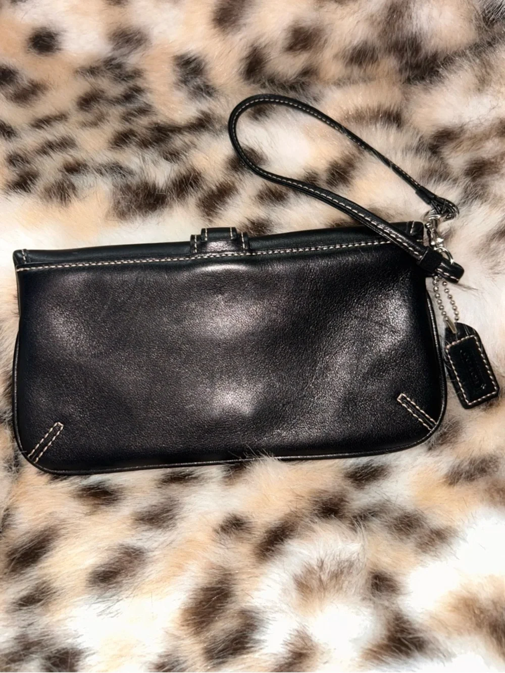 Coach Soho Black Leather Wristlet with Silver Buckle - Picture 4 of 14